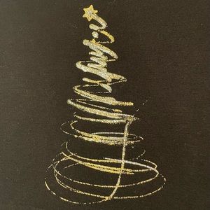 COLDWATER CREEK Christmas long sleeve shirt w/ gold & silver metallic tree L/14